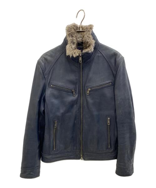 BURBERRY BLACK LABEL（バーバリーブラックレーベル）BURBERRY BLACK LABEL (バーバリーブラックレーベル) レザージャケット ネイビー サイズ:Ｍの古着・服飾アイテム