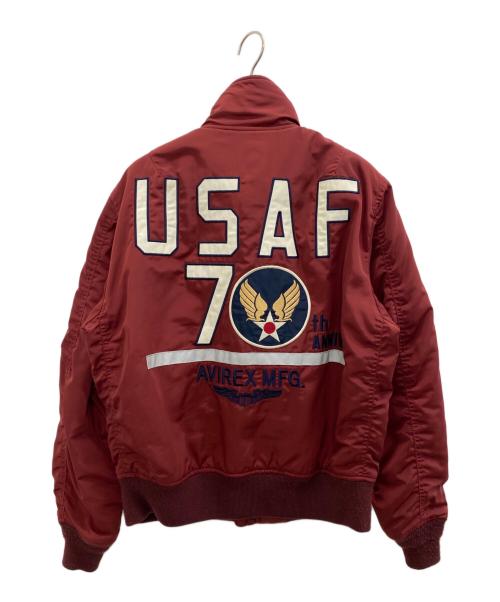 AVIREX（アヴィレックス）AVIREX (アヴィレックス) アメリカ空軍創立70周年記念ジップブルゾン レッド サイズ:Mの古着・服飾アイテム