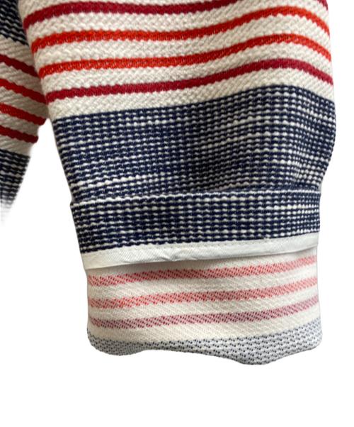 SISLEY（シスレー）SISLEY (シスレー) ノーカラージャケット ネイビー×レッド サイズ:40の古着・服飾アイテム