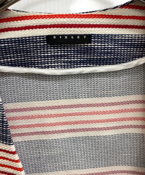 SISLEY（シスレー）SISLEY (シスレー) ノーカラージャケット ネイビー×レッド サイズ:40の古着・服飾アイテム