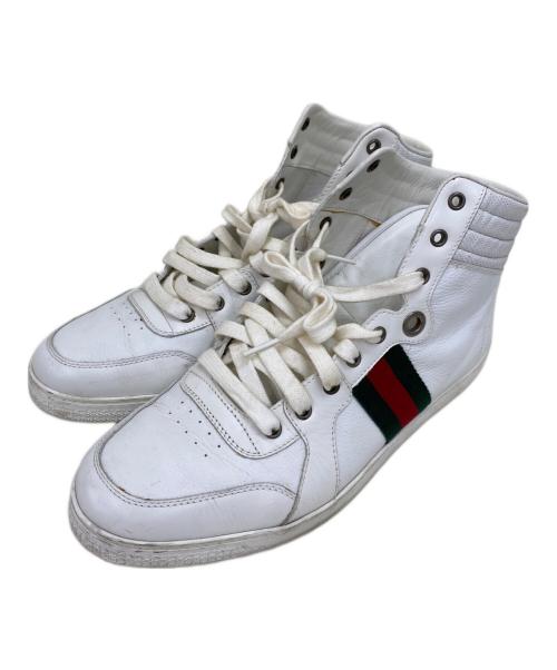 GUCCI（グッチ）GUCCI (グッチ) ハイカットスニーカー ホワイト サイズ:10 1/2の古着・服飾アイテム