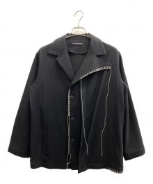 Y's（ワイズ）の古着「W/ FLANNEL HAND STITCHED LEFT FACING SHIRT JACKET」｜ブラック