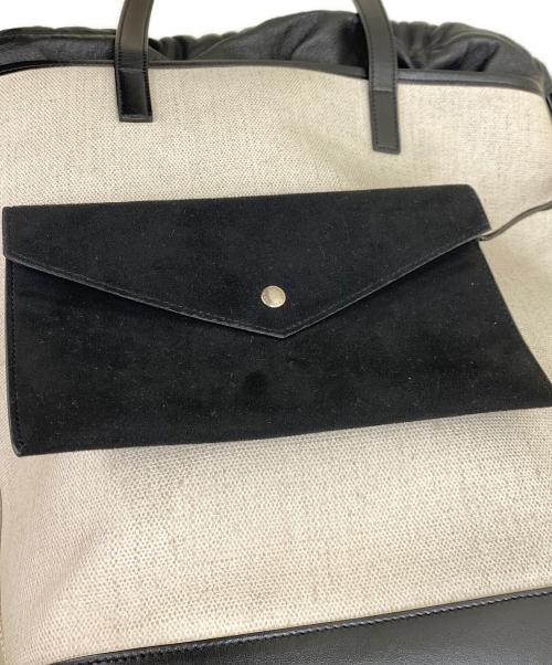 Saint Laurent Paris（サンローランパリ）Saint Laurent Paris (サンローランパリ) 巾着トートバッグ ホワイト×ブラックの古着・服飾アイテム