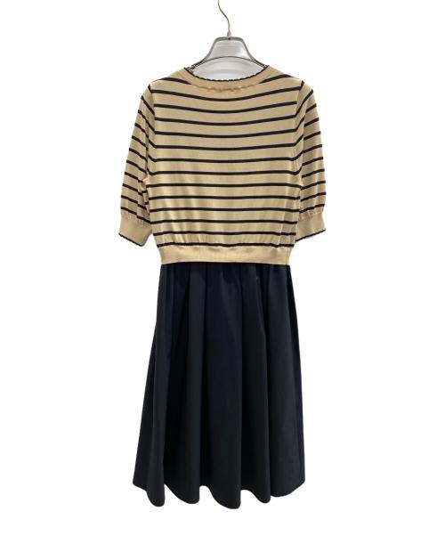 TO BE CHIC（トゥービーシック）TO BE CHIC (トゥービーシック) レーヨンナイロンニットドッキング ワンピース ベージュ×ブラック サイズ:40の古着・服飾アイテム