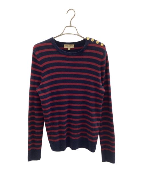 BURBERRY LONDON（バーバリーロンドン）BURBERRY LONDON (バーバリーロンドン) 厚手ニット レッド×ネイビー サイズ:Mの古着・服飾アイテム