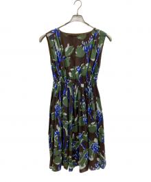 BALLSEY（ボールジィ）の古着「コットンシルクフラワープリント ベルテッドワンピース」｜グリーン