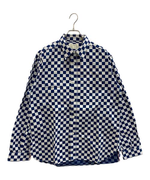 SUGAR CANE（シュガーケーン）SUGAR CANE (シュガーケーン) 長袖シャツ ブルー×ホワイト サイズ:XLの古着・服飾アイテム