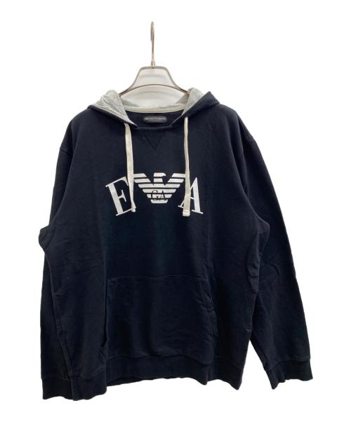 EMPORIO ARMANI（エンポリオアルマーニ）EMPORIO ARMANI (エンポリオアルマーニ) プルオーバーパーカー ブラック サイズ:XLの古着・服飾アイテム