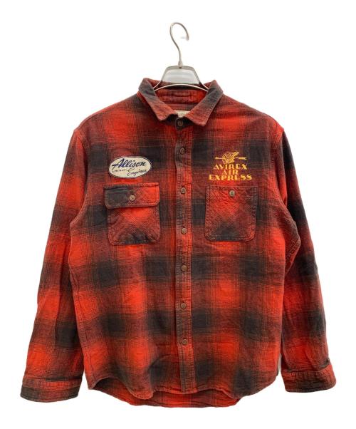 AVIREX（アヴィレックス）AVIREX (アヴィレックス) スラブ チェック ワークシャツ レッド サイズ:2XKの古着・服飾アイテム