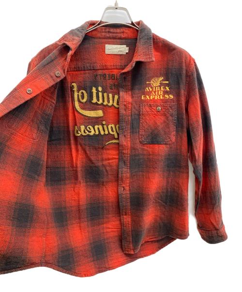 AVIREX（アヴィレックス）AVIREX (アヴィレックス) スラブ チェック ワークシャツ レッド サイズ:2XKの古着・服飾アイテム