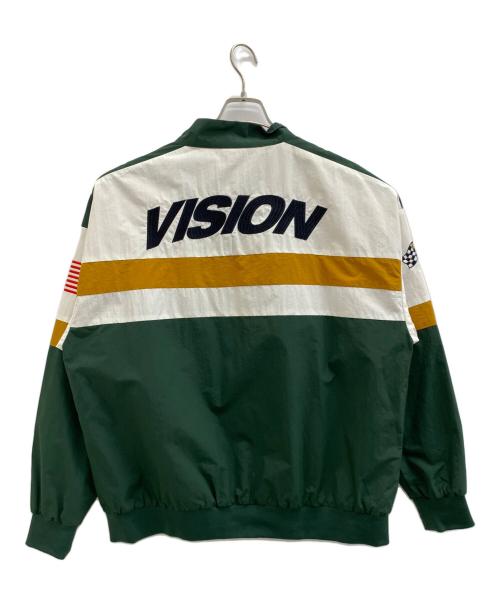VISION STREET WEAR（ヴィションストリートウェアー）VISION STREET WEAR (ヴィションストリートウェアー) レーシングナイロンジャケット グリーン×ホワイト サイズ:Lの古着・服飾アイテム
