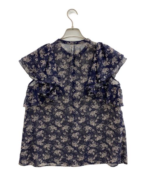 ANAYI（アナイ）ANAYI (アナイ) ラインフラワープリントラッフルソデブラウス ネイビー サイズ:38の古着・服飾アイテム