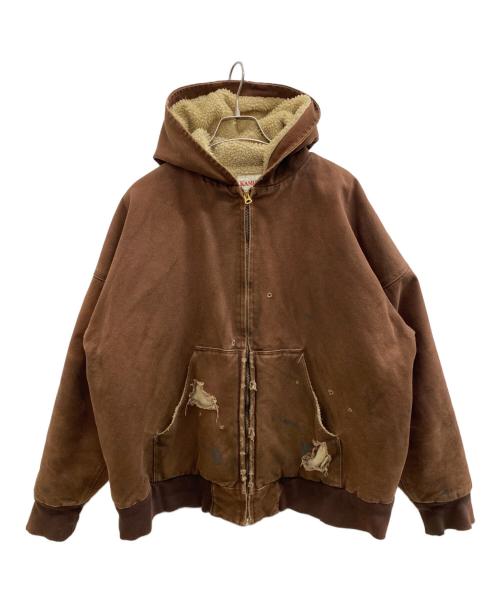 KAMIYA（カミヤ）KAMIYA (カミヤ) 2023AW Boro Zip Hoodie ブラウン サイズ:Mの古着・服飾アイテム
