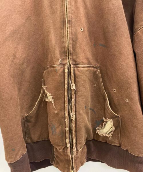 KAMIYA（カミヤ）KAMIYA (カミヤ) 2023AW Boro Zip Hoodie ブラウン サイズ:Mの古着・服飾アイテム