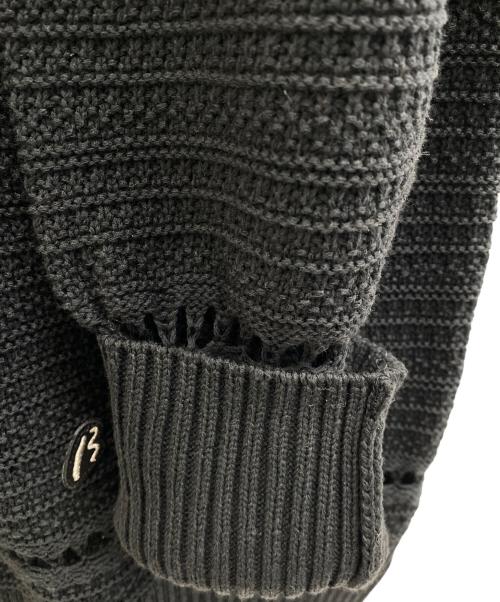 β（ベータ）β (ベータ) 二本ライン リンクス柄ニットプルオーバー ブラック×ホワイト サイズ:９号の古着・服飾アイテム