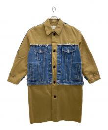 HERENCIA（ヘレンチア）の古着「bit blue デニム×チノ コンビネーションコート」｜ブラウン×インディゴ