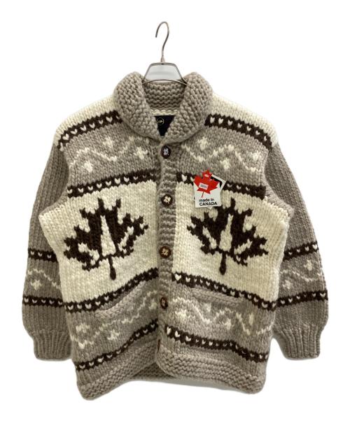 MERINO（メリノ）MERINO (メリノ) カウチンニットカーディガン ブラウン×ベージュ サイズ:L 未使用品の古着・服飾アイテム