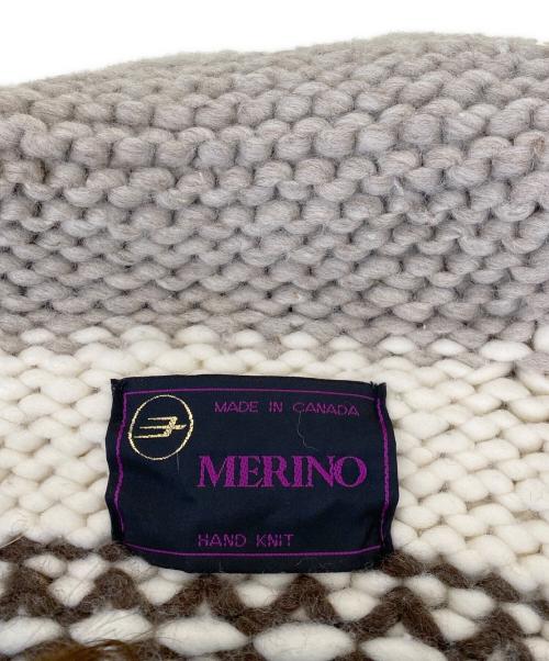 MERINO（メリノ）MERINO (メリノ) カウチンニットカーディガン ブラウン×ベージュ サイズ:L 未使用品の古着・服飾アイテム