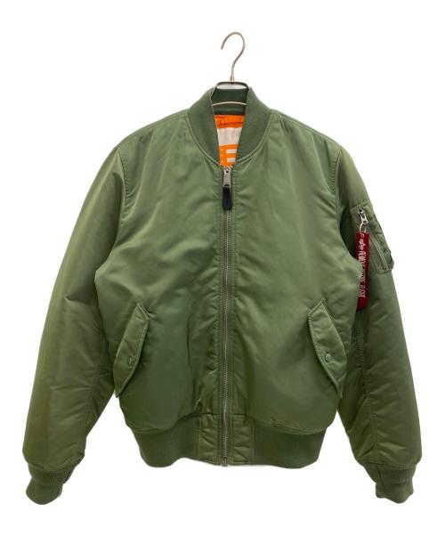 alpha industry（アルファ インダストリーズ）ALPHA INDUSTRY (アルファ インダストリーズ) MA-1ジャケット カーキ×オレンジ サイズ:XLの古着・服飾アイテム