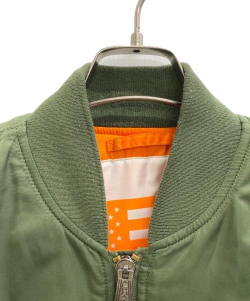 alpha industry（アルファ インダストリーズ）ALPHA INDUSTRY (アルファ インダストリーズ) MA-1ジャケット カーキ×オレンジ サイズ:XLの古着・服飾アイテム
