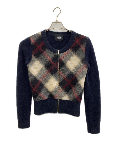 D&G（ディーアンドジー）D&G (ディーアンドジー) フルジップニット・00sオールドモデル ブラック×レッド サイズ:Lの古着・服飾アイテム