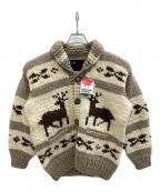 MERINOメリノ）の古着「カウンチンニットカーディガン」｜ベージュ×グレー