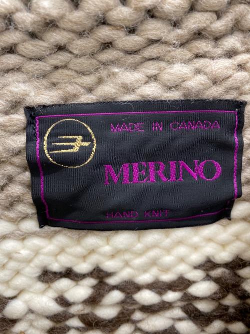 MERINO（メリノ）MERINO (メリノ) カウンチンニットカーディガン ベージュ×グレー サイズ:M 未使用品の古着・服飾アイテム