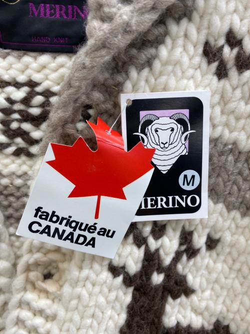 MERINO（メリノ）MERINO (メリノ) カウンチンニットカーディガン ベージュ×グレー サイズ:M 未使用品の古着・服飾アイテム