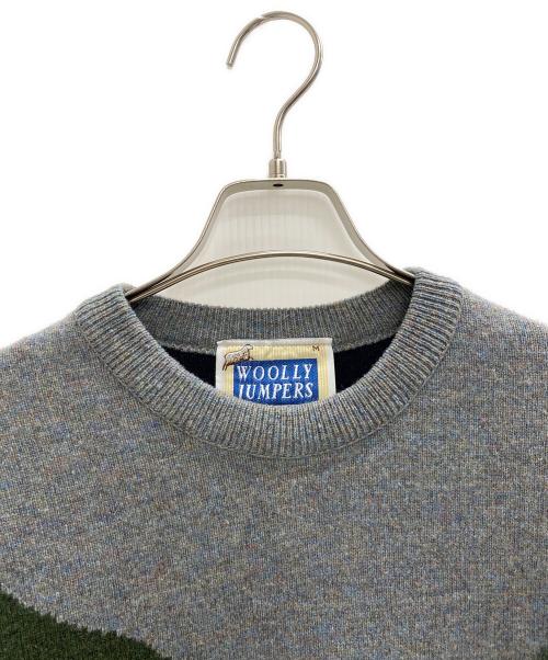 WOOLLY JUMPERS（ウーリージャンパーズ）WOOLLY JUMPERS (ウーリージャンパーズ) 厚手ニット グレー×ネイビー サイズ:Mの古着・服飾アイテム