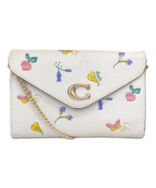 COACH（コーチ）COACH (コーチ) タミー クラッチ クロスボディ ウィズ ドリーミー ベジー プリント　ショルダーウォレット アイボリーの古着・服飾アイテム