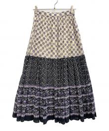 sara mallika（サラマリカ）の古着「CTN KIKA ETHNIC PRT SK」｜ホワイト×ブラック