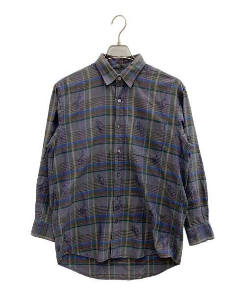 Burberry's（バーバリーズ）Burberry's (バーバリーズ) 長袖シャツ パープル×グリーン サイズ:Mdeiumの古着・服飾アイテム