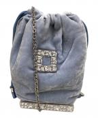 Roger Vivierロジェ ヴィヴィエ）の古着「キューブベルベットバッグ」｜スカイブルー×シルバー