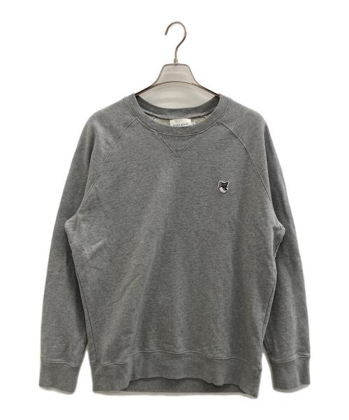maison kitsune（メゾンキツネ）MAISON KITSUNE (メゾンキツネ) フォックス ヘッド パッチ クラシック スウェットシャツ ライトグレー サイズ:XLの古着・服飾アイテム