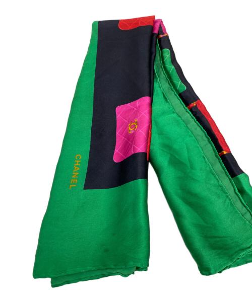 CHANEL（シャネル）CHANEL (シャネル) スカーフ ブラック×グリーンの古着・服飾アイテム