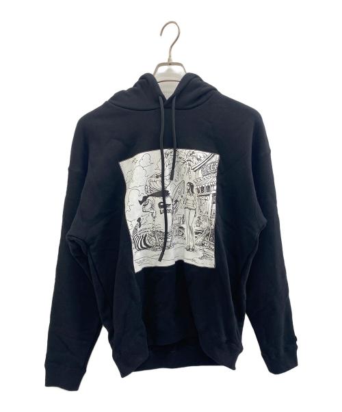LACOSTE（ラコステ）LACOSTE (ラコステ) ONE PIECE (ワンピース) 扉絵プリント フーディー ブラック サイズ:3 未使用品の古着・服飾アイテム