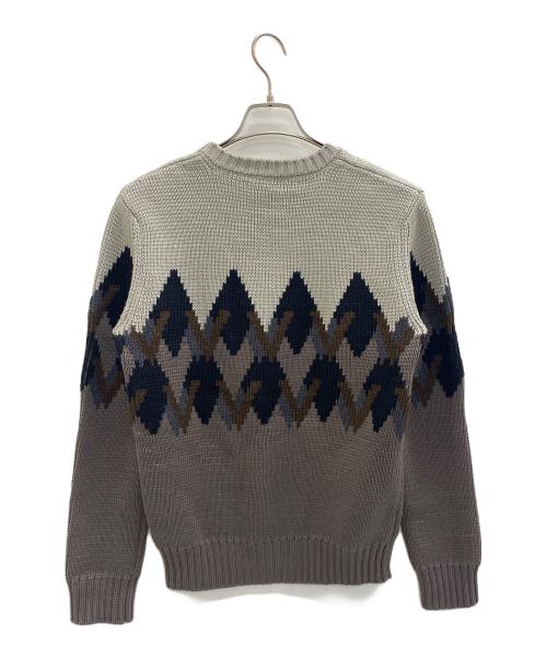 LOUIS VUITTON（ルイ ヴィトン）LOUIS VUITTON (ルイ ヴィトン) アーカイブノルディックセーター グレー×ブラウン サイズ:Sの古着・服飾アイテム