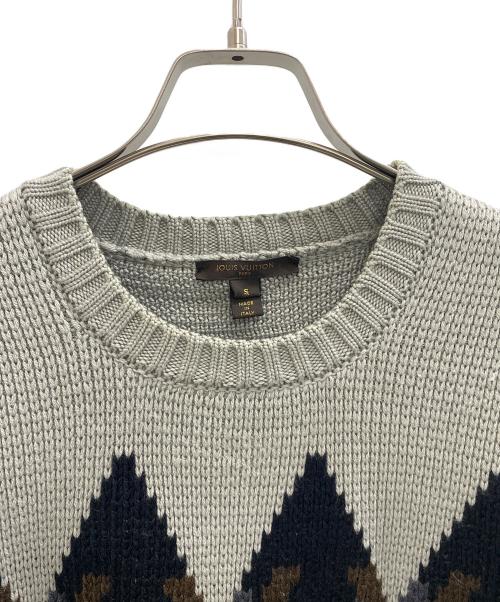 LOUIS VUITTON（ルイ ヴィトン）LOUIS VUITTON (ルイ ヴィトン) アーカイブノルディックセーター グレー×ブラウン サイズ:Sの古着・服飾アイテム