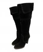 HERMESエルメス）の古着「刺繍スウェードロングブーツ」｜ブラック