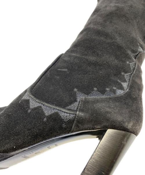 HERMES（エルメス）HERMES (エルメス) 刺繍スウェードロングブーツ ブラック サイズ:36 1/2の古着・服飾アイテム