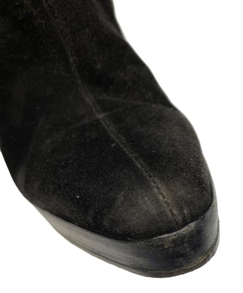 HERMES（エルメス）HERMES (エルメス) 刺繍スウェードロングブーツ ブラック サイズ:36 1/2の古着・服飾アイテム