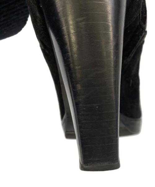 HERMES（エルメス）HERMES (エルメス) 刺繍スウェードロングブーツ ブラック サイズ:36 1/2の古着・服飾アイテム