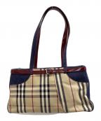 BURBERRY LONDONバーバリーロンドン）の古着「ハンドバッグ」｜ベージュ×ブルー
