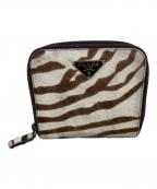 PRADAプラダ）の古着「2つ折り財布」｜ブラウン×アイボリー