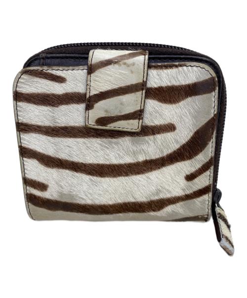 PRADA（プラダ）PRADA (プラダ) 2つ折り財布 ブラウン×アイボリーの古着・服飾アイテム