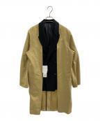 NO ID.ノーアイディー）の古着「Layered Double Breasted Chester Coat」｜ベージュ×ブラック