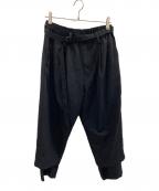PRASTHANAプラスターナ）の古着「ベルテッドタックトラウザーズ」｜ブラック