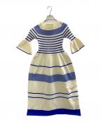 furfurファーファー）の古着「マリンボーダーニットワンピース」｜アイボリー×ブルー