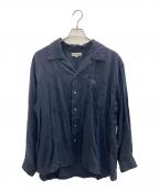 CAHLUMNカウラム）の古着「ベルギーリネンオープンカラーシャツ」｜ブラック