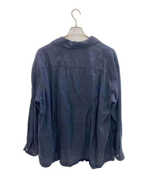 CAHLUMN（カウラム）CAHLUMN (カウラム) ベルギーリネンオープンカラーシャツ ブラック サイズ:Lの古着・服飾アイテム